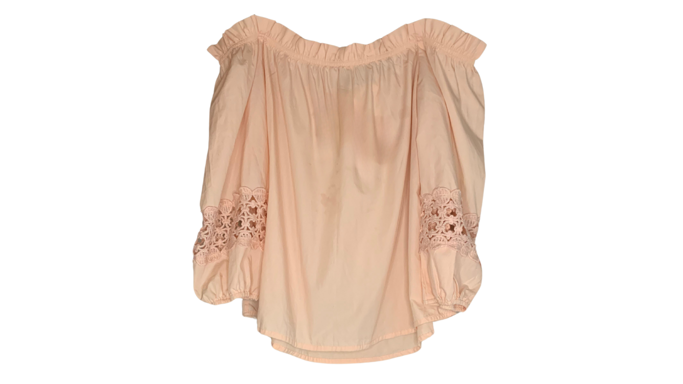 Pretty in Peach Blouse with Lace, M