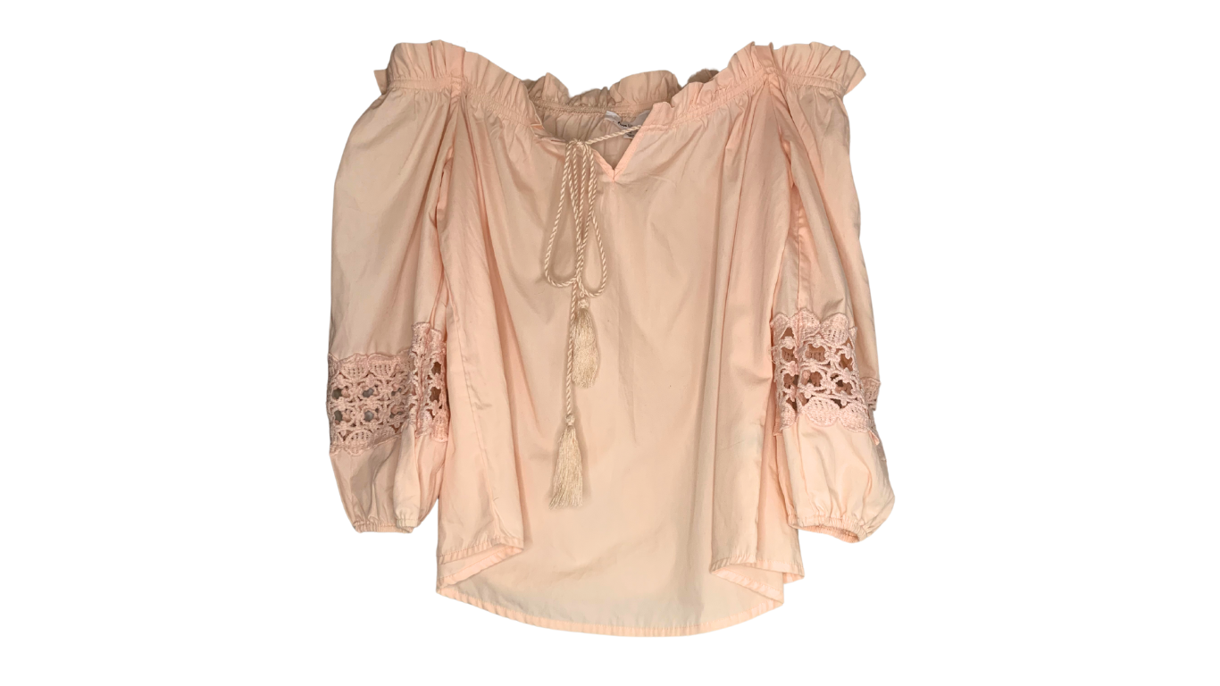 Pretty in Peach Blouse with Lace, M