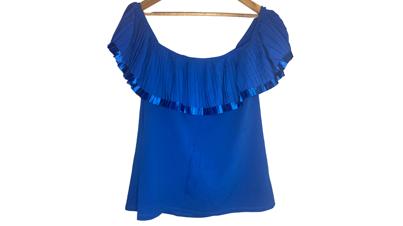 Off-the-Shoulder Ribbon Ruffle Top, 2XL