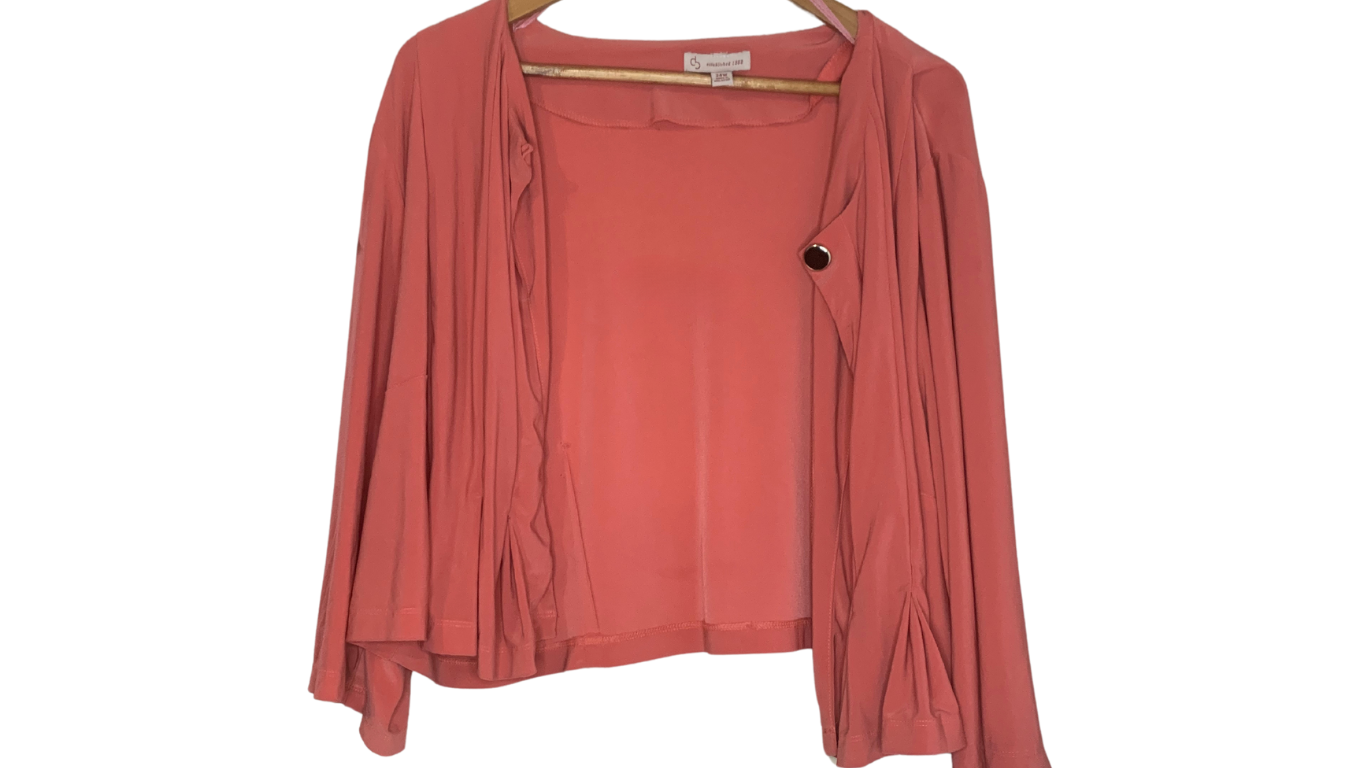 Elegant Coral Flare Cardigan, 24W