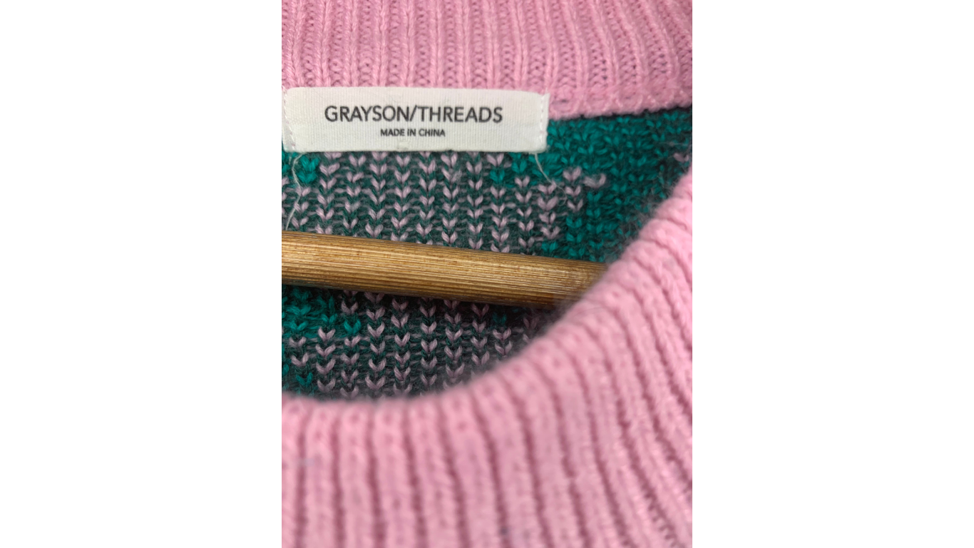 Festive Pink & Green Christmas Sweater, S