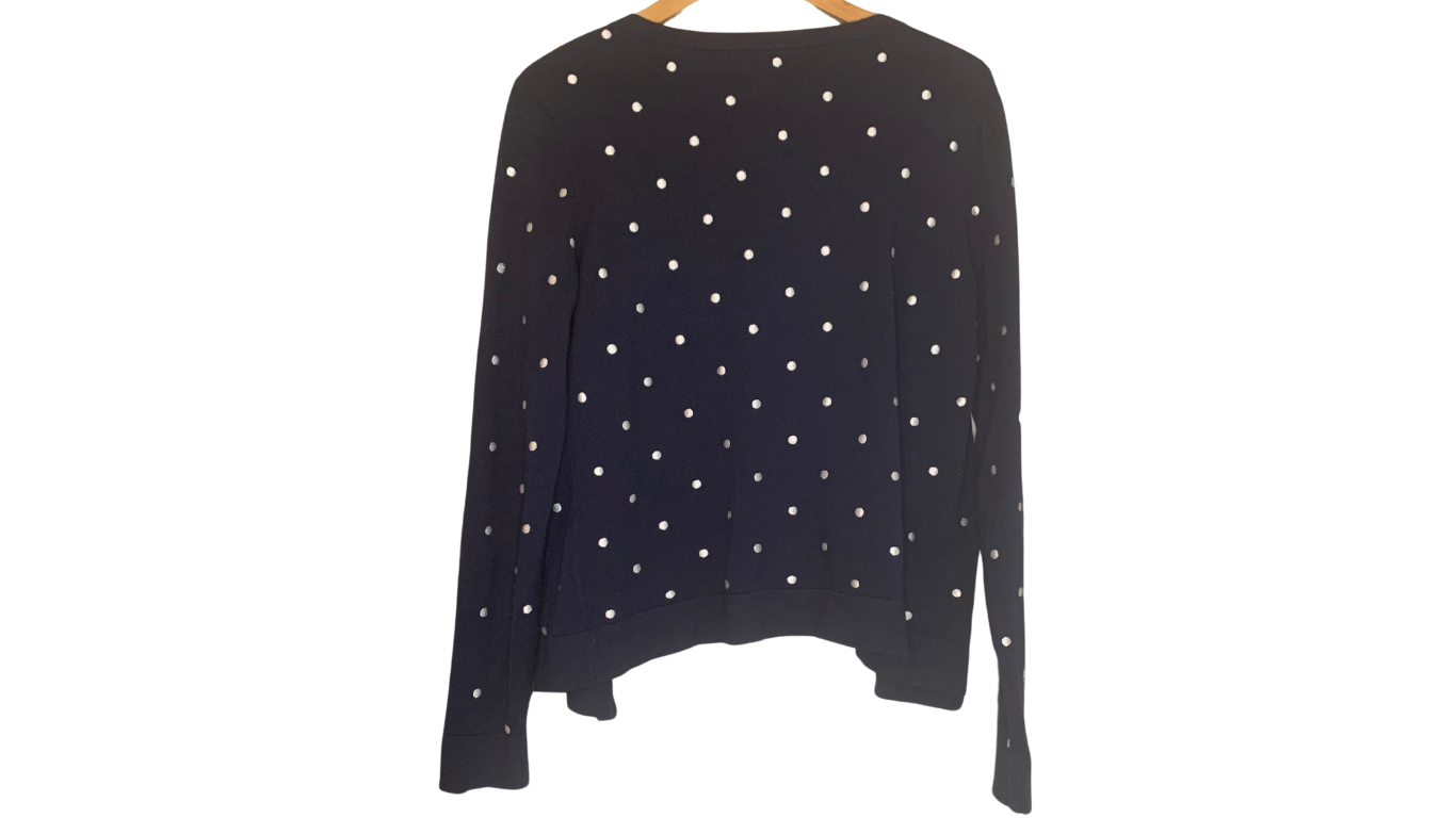 Women’s Navy Blue Polka Dot Cardigan; M/L
