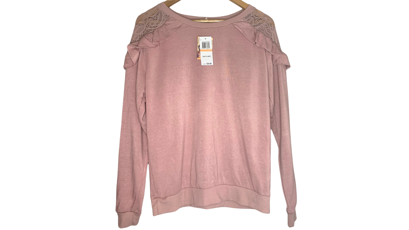 Blush Pink Lace Shoulder Sweater