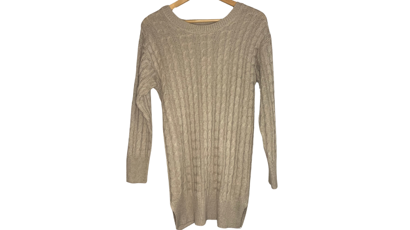 Cozy Cream Cable Knit Cardigan Sweater, M