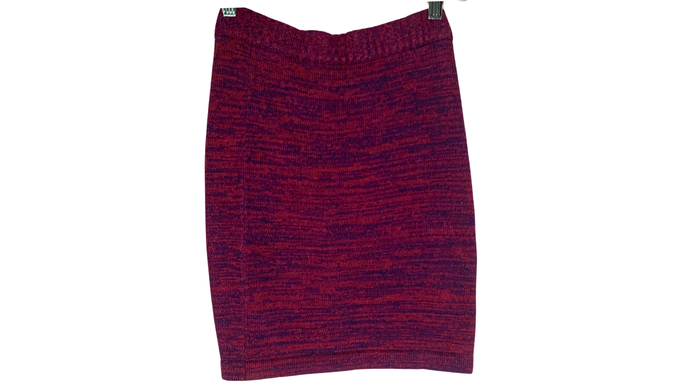Cozy Knit Burgundy and Purple Mini Skirt, S/M