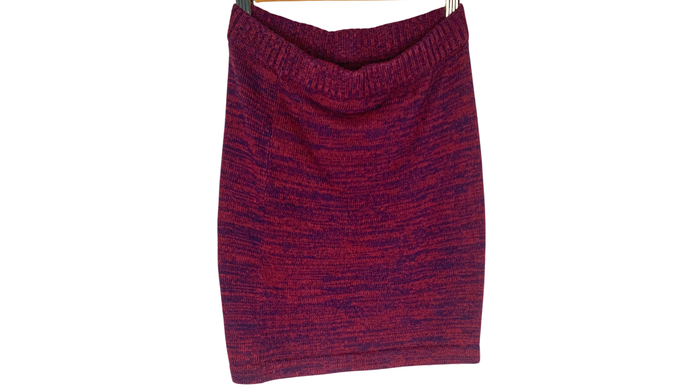 Cozy Knit Burgundy and Purple Mini Skirt, S/M