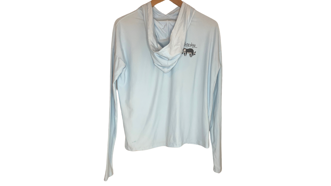 Super Soft Sky Blue Hooded Long Sleeve Shirt, XS/S