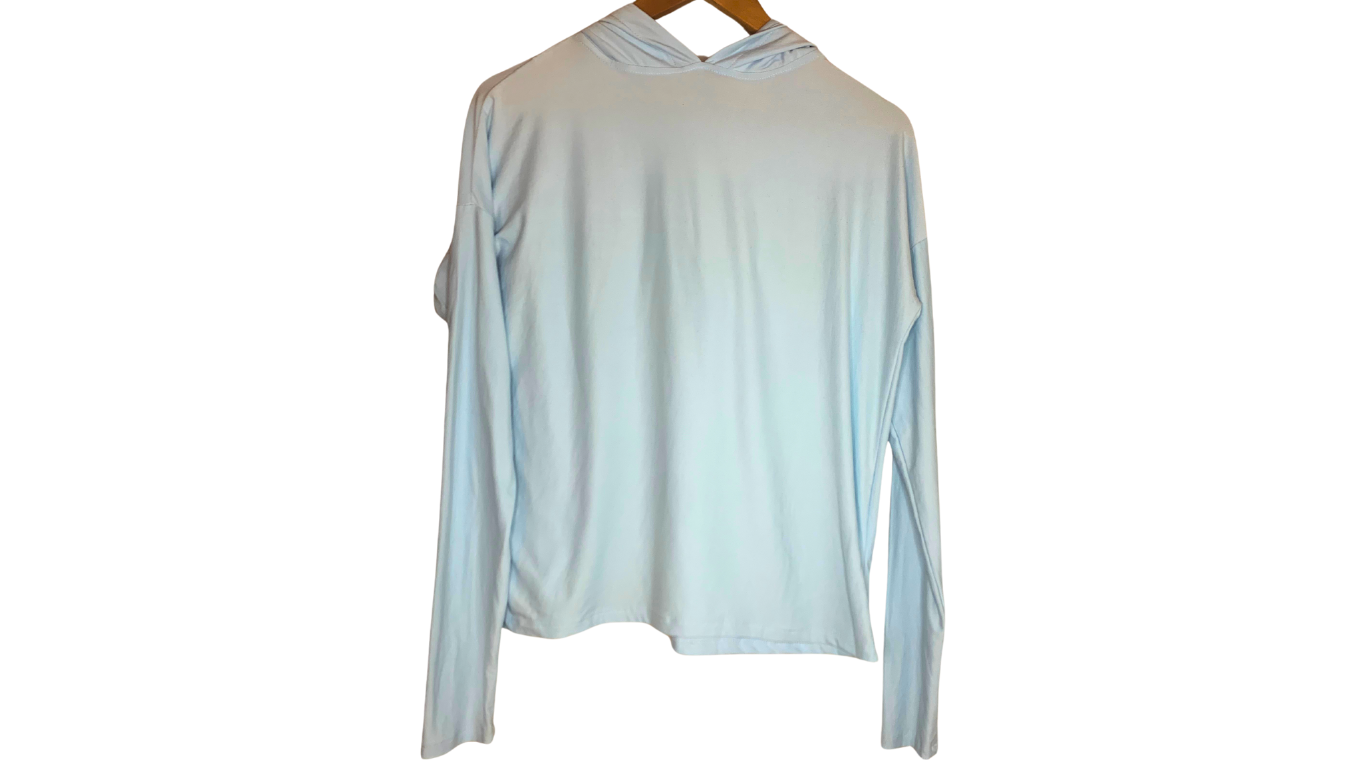 Super Soft Sky Blue Hooded Long Sleeve Shirt, XS/S