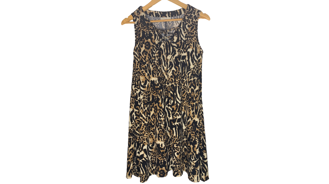 Wild Elegance Animal Print Sleeveless Dress, S