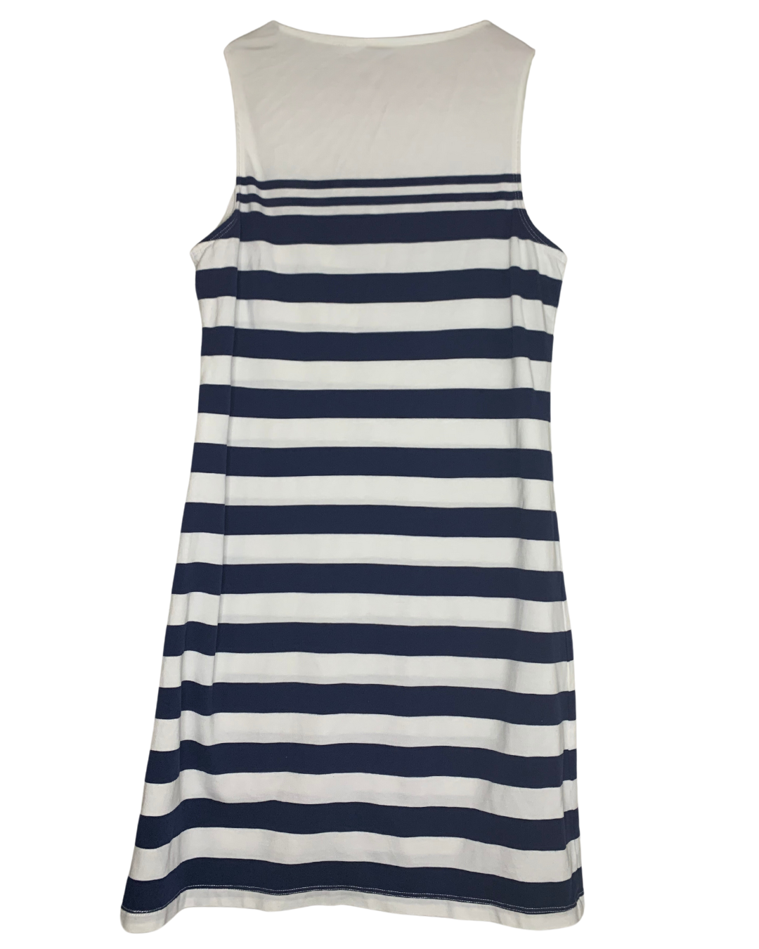 Nautical-Inspired Sleeveless Striped Dress, XS