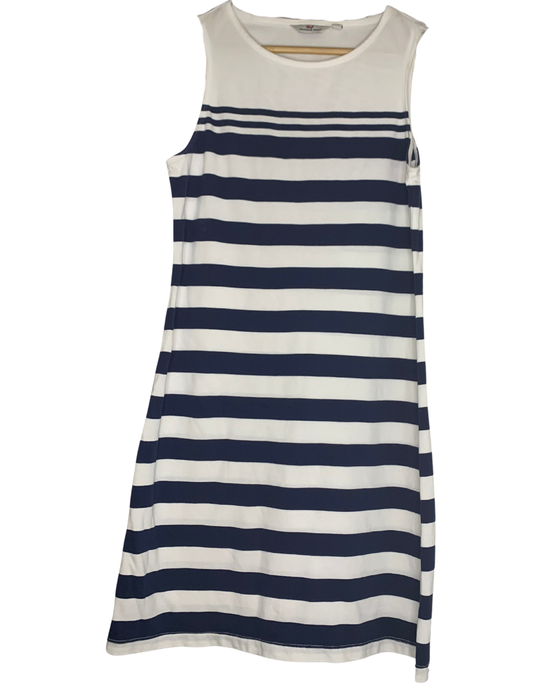 Nautical-Inspired Sleeveless Striped Dress, XS