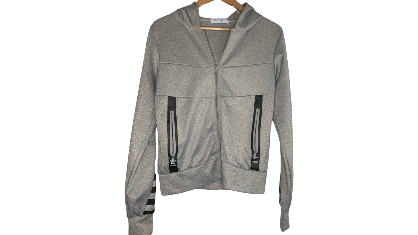 Sporty Gray Zip-Up Jacket, L
