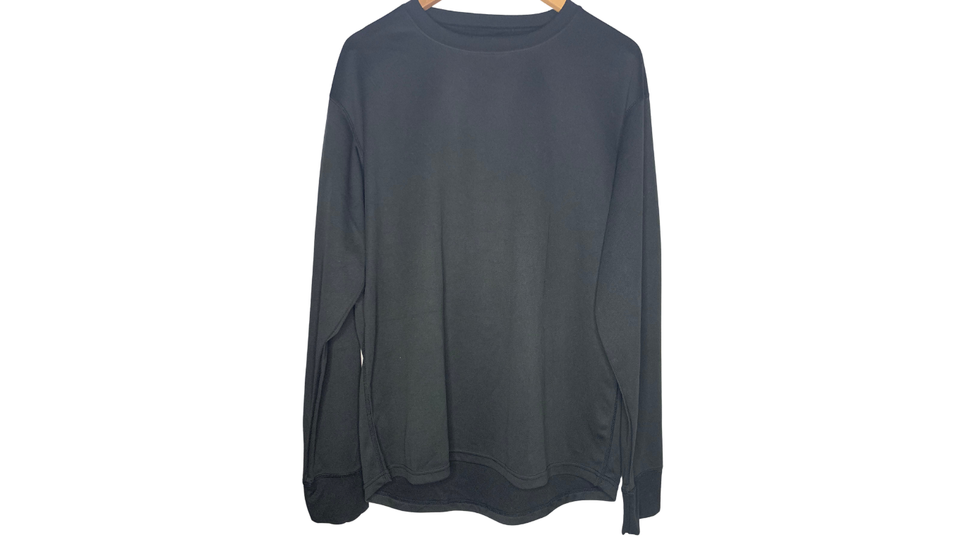 Essential Black Long Sleeve Crew Neck Shirt, XL