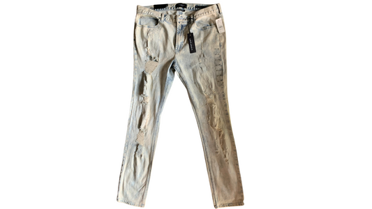 Men’s Pacsun Distressed Skinny Jeans, Light Wash; Size 34x32