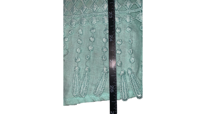 Bohemian Seafoam Crochet Trim Tunic Top; S