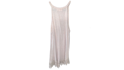 Nude Lace-Trimmed Longline Tank Top; M