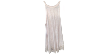 Nude Lace-Trimmed Longline Tank Top; M