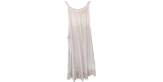 Nude Lace-Trimmed Longline Tank Top; M