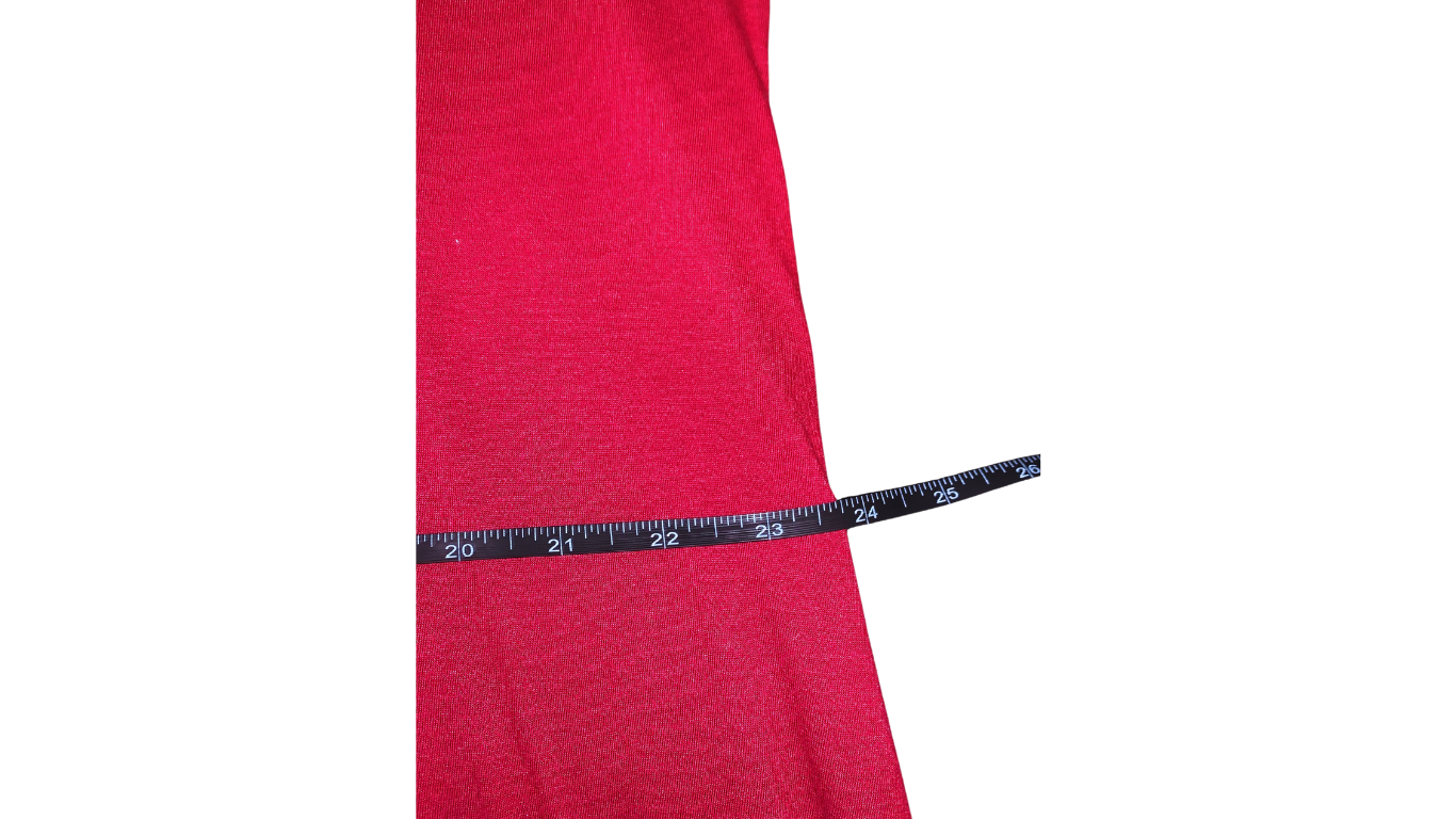 Brick Red Draped Knee-Length Dress with Soft Stretch Fabric, XL