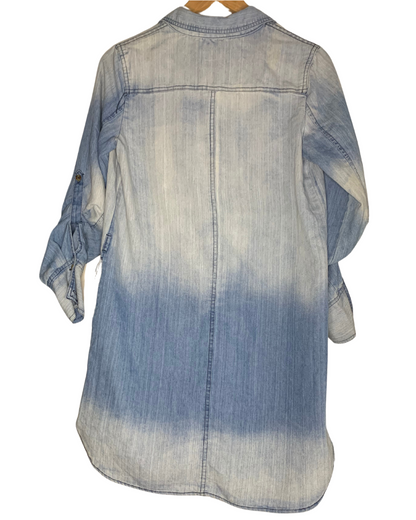 Casual Chic Ombre Denim Shirt Dress for Women, M