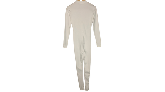 Sleek White Long Sleeve Bodysuit, M