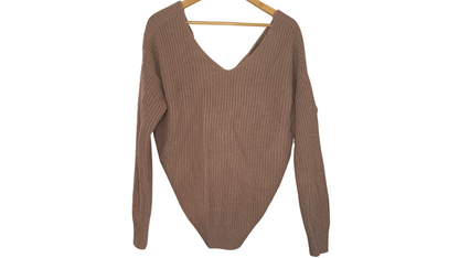 Taupe Twist-Front Sweater, S