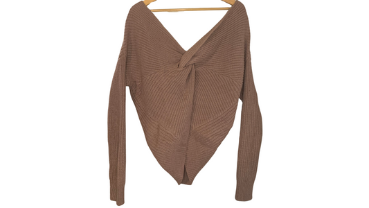 Taupe Twist-Front Sweater, S