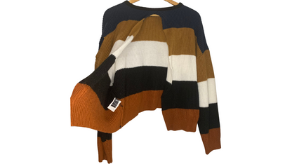 Chunky Multicolor Striped Knit Sweater, L