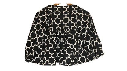 Stylish Black & White Geometric Print Jacket, L