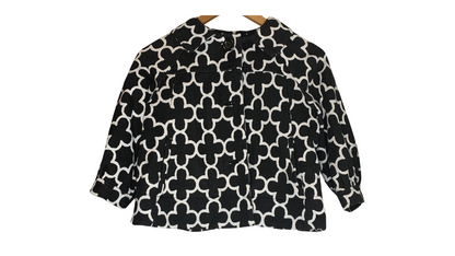 Stylish Black & White Geometric Print Jacket, L