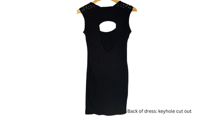 Edgy Black Keyhole Bodycon Dress, M
