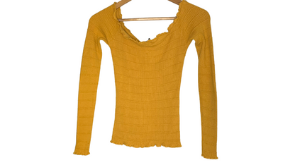 Goldenrod Off-the-Shoulder Ribbed Top, M