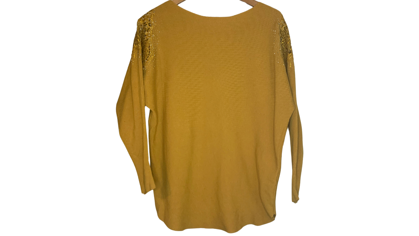 Goldenrod Top with Embroidered Shoulder Detail, S
