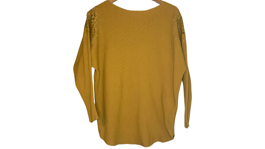 Goldenrod Top with Embroidered Shoulder Detail, S