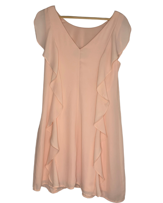 Lulu's Peach Flutter Sleeve Blouse; M