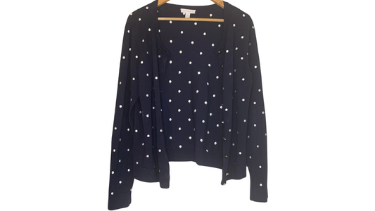 Women’s Navy Blue Polka Dot Cardigan; M/L