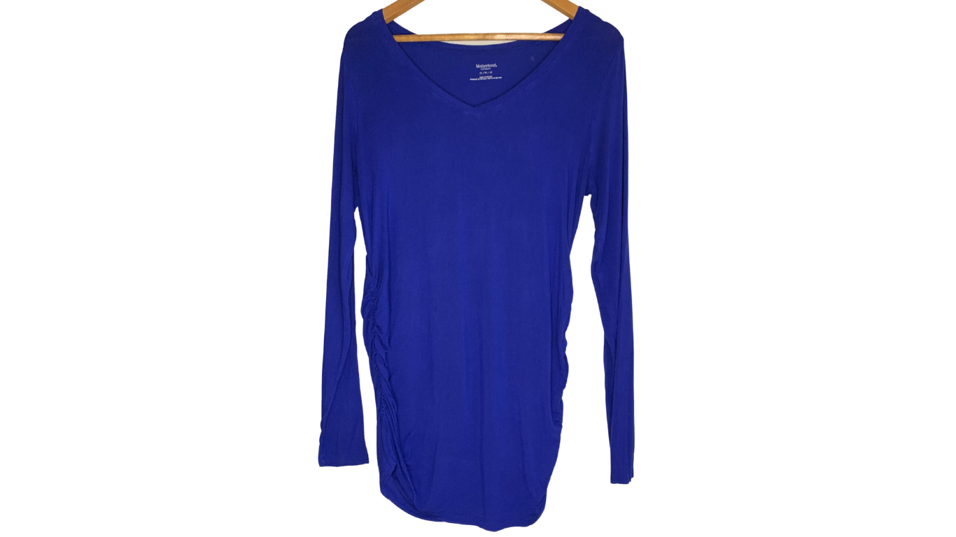 Royal Blue Long-Sleeve V-Neck Top, M