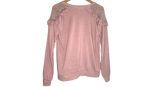 Blush Pink Lace Shoulder Sweater