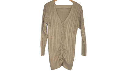 Cozy Cream Cable Knit Cardigan Sweater, M