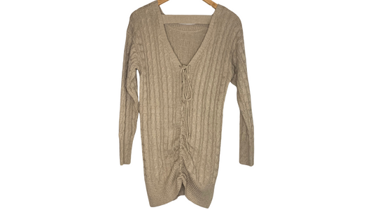 Cozy Cream Cable Knit Cardigan Sweater, M