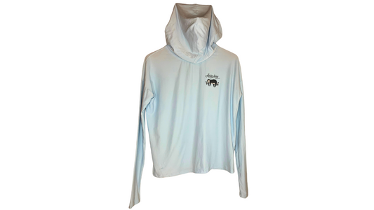 Super Soft Sky Blue Hooded Long Sleeve Shirt, XS/S
