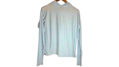 Super Soft Sky Blue Hooded Long Sleeve Shirt, XS/S