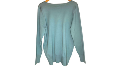 Soft Turquoise Button-Up Cardigan Sweater, 3XL